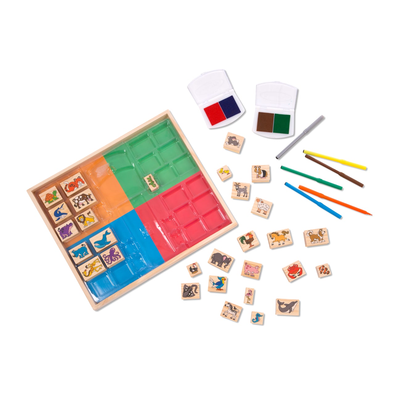 Melissa & Doug Deluxe Wooden Stamp Set - Animals