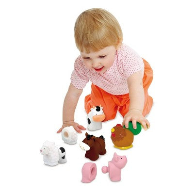 Melissa & Doug Pop Blocs Farm Animals Educational Baby Toy - 10pc: Fine Motor Skills Development Plastic Set