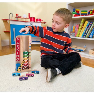 Melissa & Doug Stack & Ct Wooden Parking Garage With 10 Cars