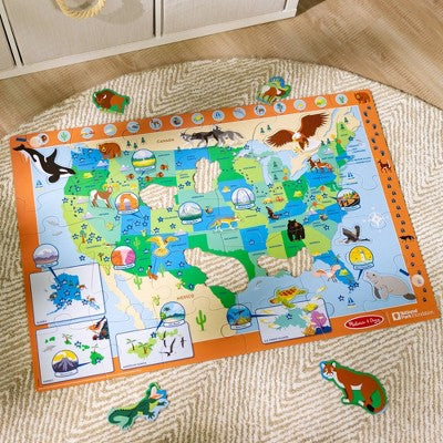 Melissa & Doug National Parks U.S.A. Map Floor Puzzle 45pc Jumbo And Animal Shapes, Search-and-Find Activities, Park And Animal ID Guide