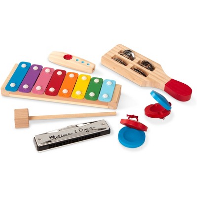 Melissa & Doug Band-in-a-Box Hum! Jangle! Shake! - 7-Piece Musical Instrument Set