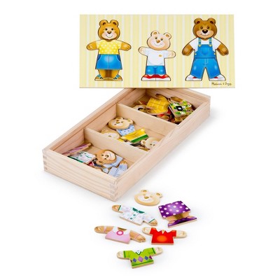 Melissa & Doug Mix 'n Match Wooden Bear Family Dress-Up Puzzle With Storage Case (45pc)
