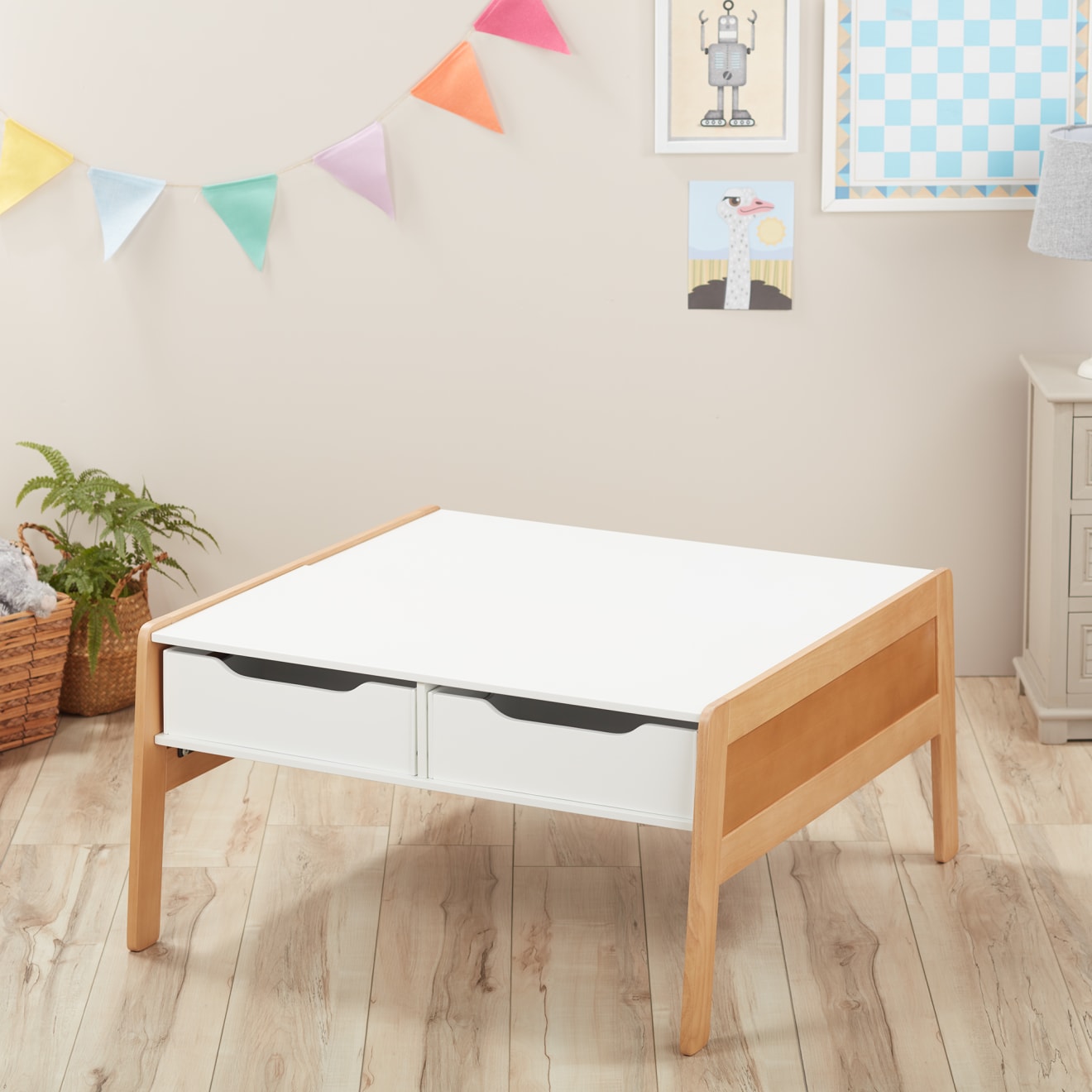 Melissa & Doug Wooden Art & Activity Table With Bins