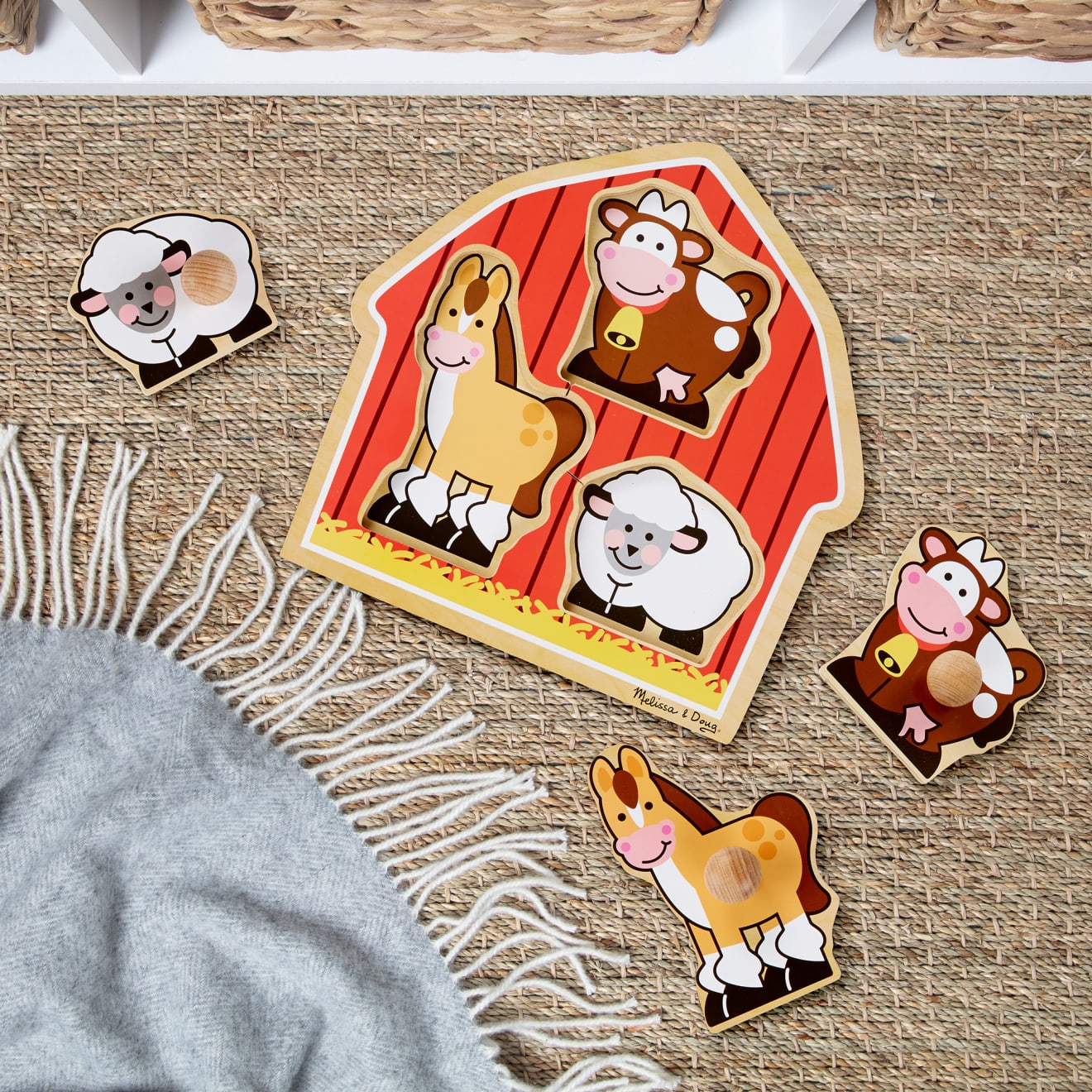 Melissa & Doug Barnyard Animals Jumbo Knob Puzzle - 3 Pieces