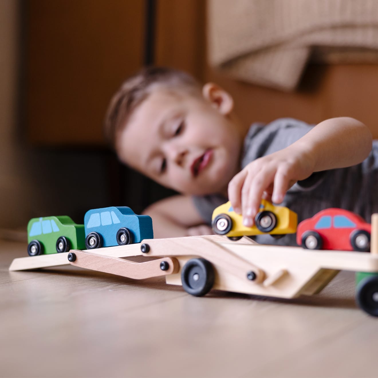 Melissa & Doug Car Carrier Truck & Cars Wooden Toy Set