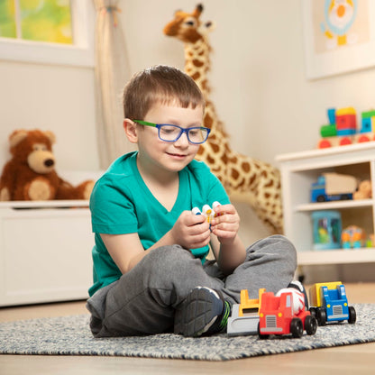 Melissa & Doug Classic Wooden Toy Construction Vehicle Set