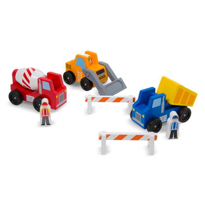 Melissa & Doug Classic Wooden Toy Construction Vehicle Set