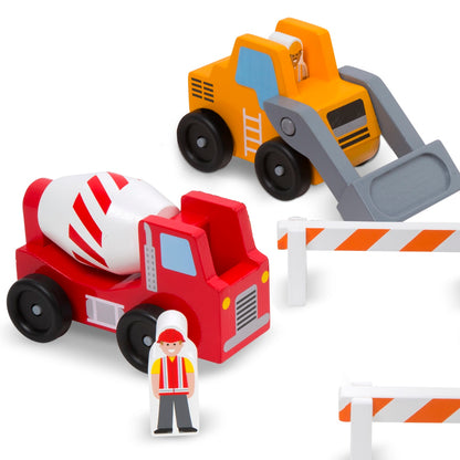 Melissa & Doug Classic Wooden Toy Construction Vehicle Set