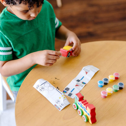 Melissa & Doug Decorate-Your-Own Wooden Train And Race Car Craft Kit