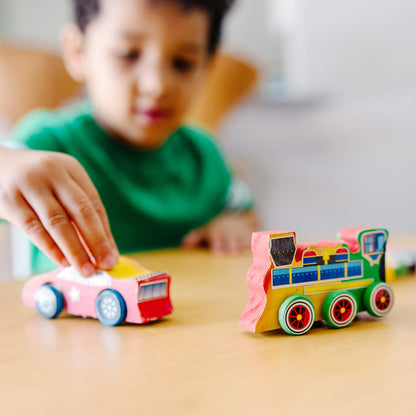 Melissa & Doug Decorate-Your-Own Wooden Train And Race Car Craft Kit