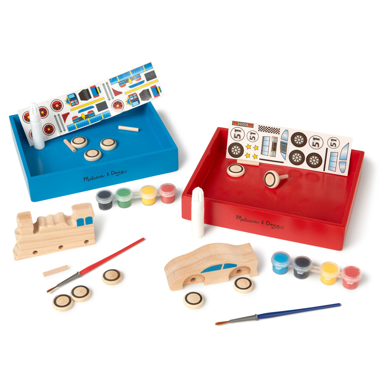 Melissa & Doug Decorate-Your-Own Wooden Train And Race Car Craft Kit
