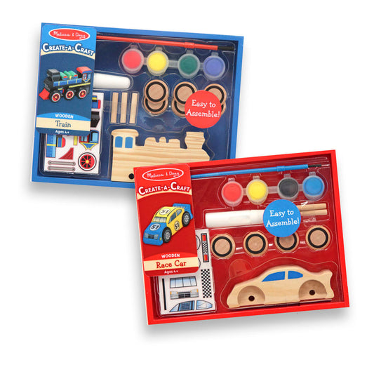 Melissa & Doug Decorate-Your-Own Wooden Train And Race Car Craft Kit