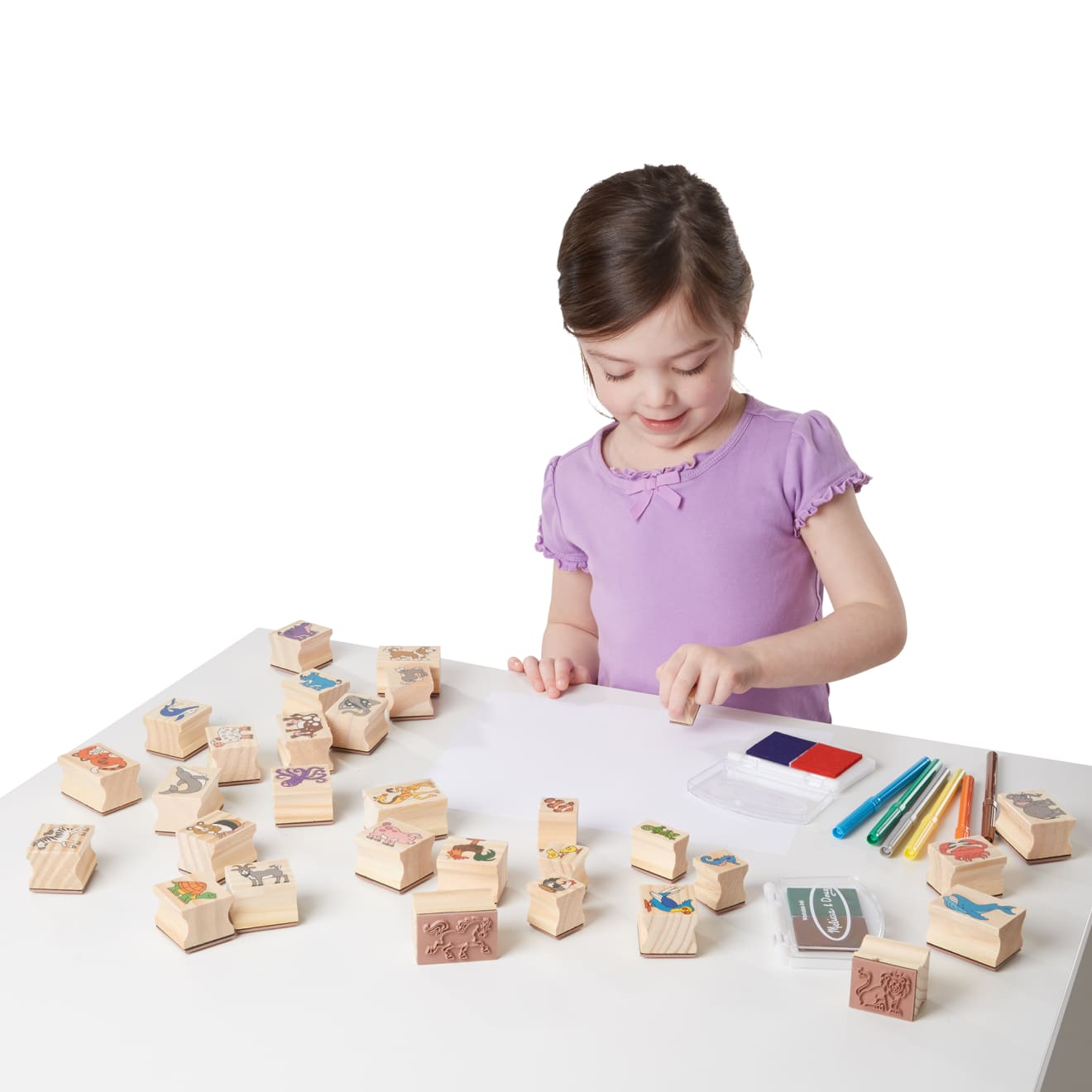 Melissa & Doug Deluxe Wooden Stamp Set - Animals