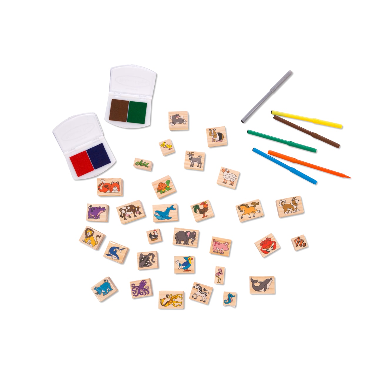Melissa & Doug Deluxe Wooden Stamp Set - Animals