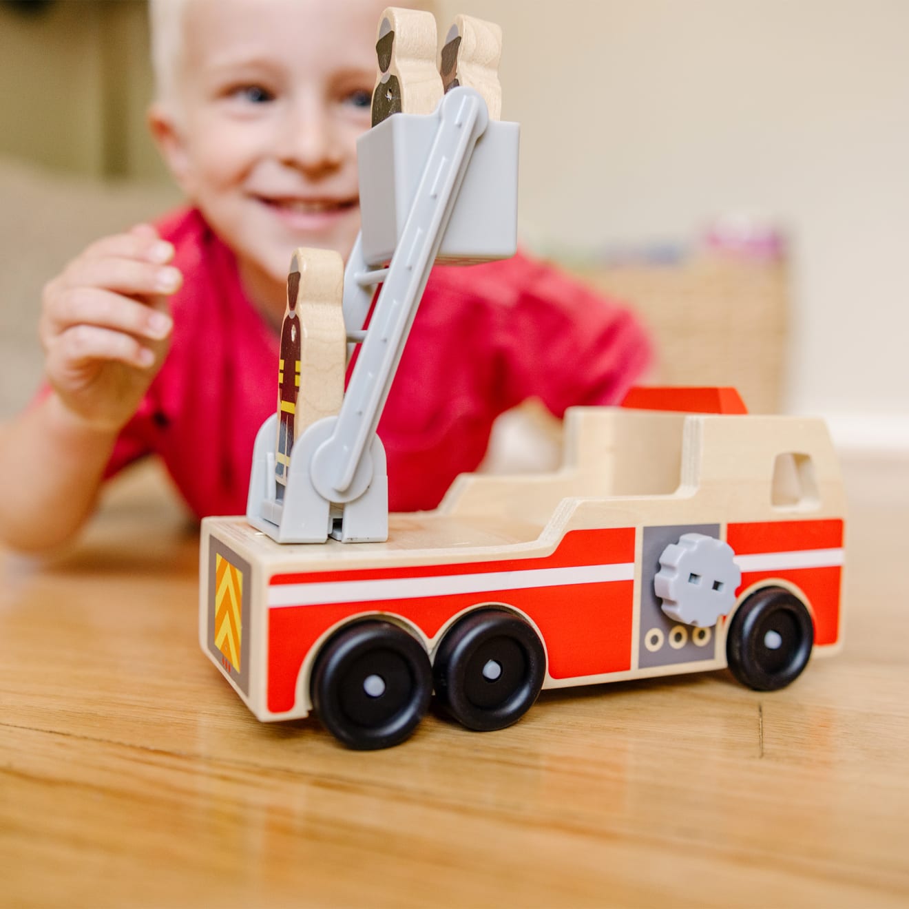 Melissa & Doug Classic Wooden Fire Truck Play Set