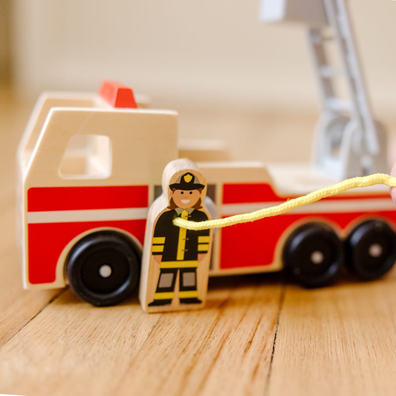 Melissa & Doug Classic Wooden Fire Truck Play Set