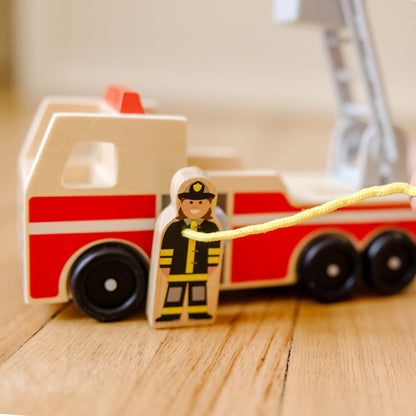 Melissa & Doug Classic Wooden Fire Truck Play Set
