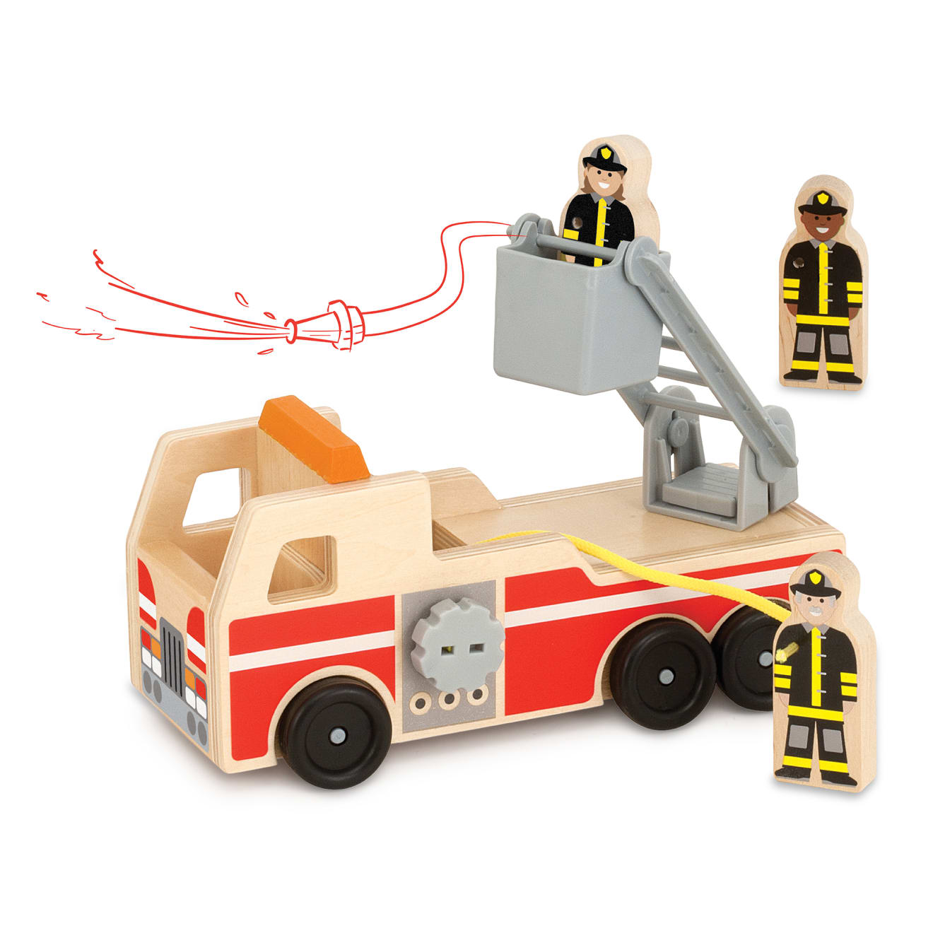 Melissa & Doug Classic Wooden Fire Truck Play Set