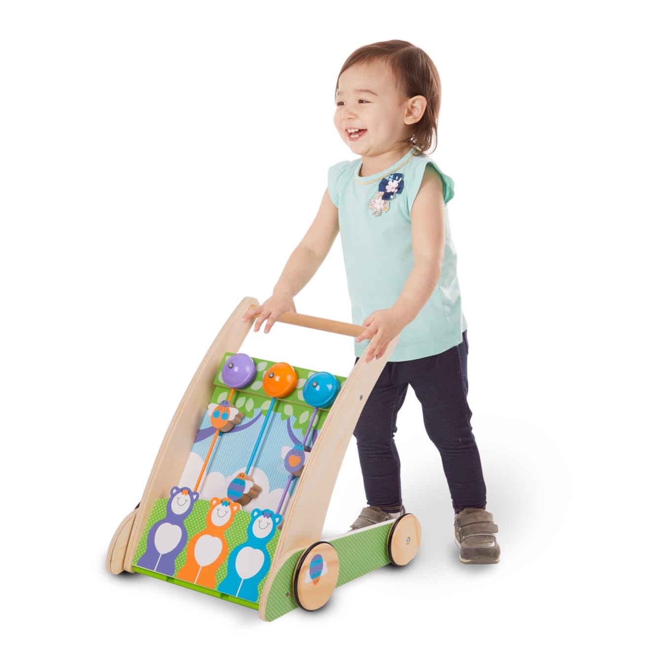 Melissa & Doug First Play Wooden Ring And Ding Forest Friends Push Toy
