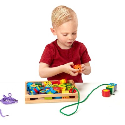  Melissa & Doug Deluxe Wooden Lacing Beads - Educational Activity With 27 Beads And 2 Laces