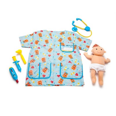  Melissa & Doug Pediatric Nurse Role Play Costume Set (8pc) - Includes Baby Doll, Stethoscope