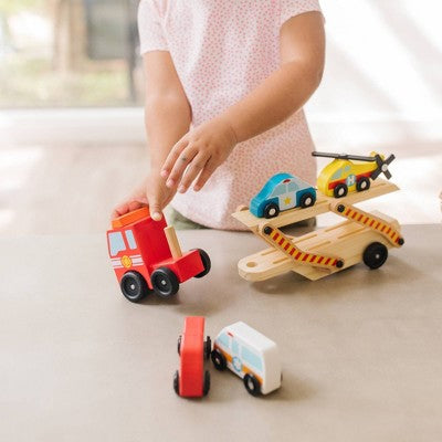  Melissa & Doug Wooden Emergency Vehicle Set Of 6
