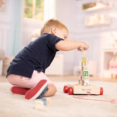  Melissa & Doug Classic ABC Wooden Block Cart Educational Toy With 30 Solid Wood Blocks