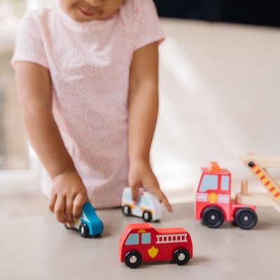  Melissa & Doug Wooden Emergency Vehicle Set Of 6