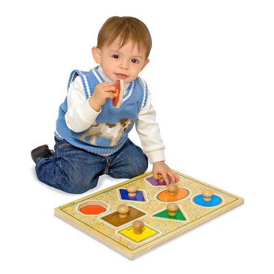  Melissa & Doug Deluxe Jumbo Knob Wooden Puzzle - Geometric Shapes (8pc)