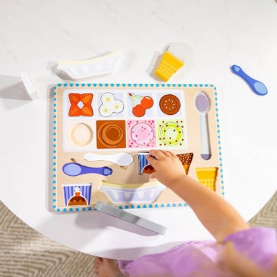  Melissa & Doug Ice Cream Wooden Magnetic Puzzle Play Set, 16pc Magnet With Scooper