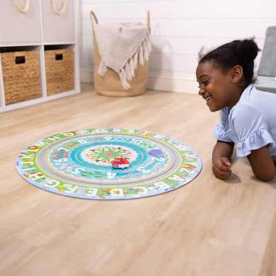  Melissa & Doug Round The Shore Tracks Cardboard Jigsaw Floor Puzzle And Wind-Up Vehicles – 48pc