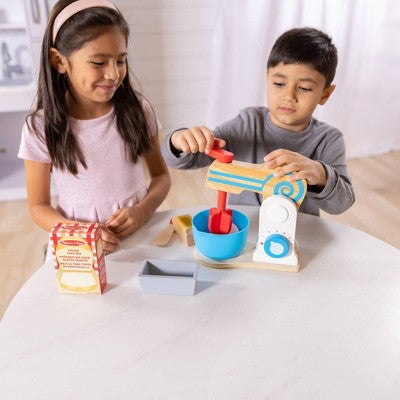  Melissa & Doug Wooden Make-a-Cake Mixer Set (11pc) - Play Food And Kitchen Accessories
