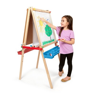  Melissa & Doug Deluxe Standing Art Easel - Dry-Erase Board, Chalkboard, Paper Roller