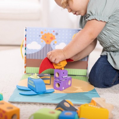  Melissa & Doug Blockables Dinosaur Snap And Play : Mix And Match Connectable Wooden Building Blocks Play Set