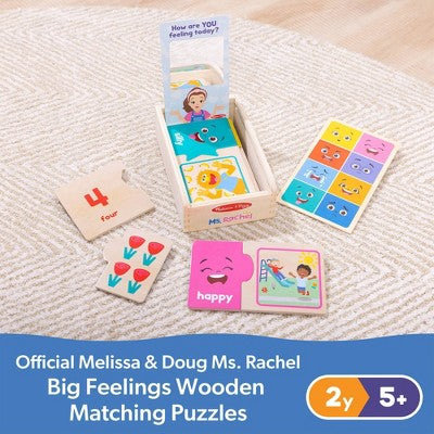  Melissa & Doug Ms. Rachel Big Feelings Puzzles - 16pc: Educational Wooden Toy For Emotional & Sensory Development