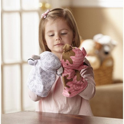  Melissa & Doug Farm Friends Hand Puppets (Set Of 4) - Cow, Horse, Sheep, And Pig