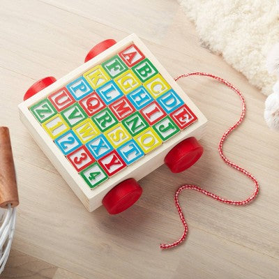 Melissa & Doug Classic ABC Wooden Block Cart Educational Toy With 30 Solid Wood Blocks