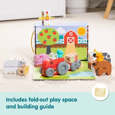  Melissa & Doug Blockables Farm Snap And Play, Mix And Match Connectable Wooden Building Blocks Play Set - 56Pc