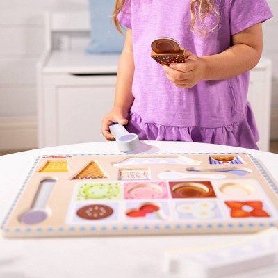  Melissa & Doug Ice Cream Wooden Magnetic Puzzle Play Set, 16pc Magnet With Scooper