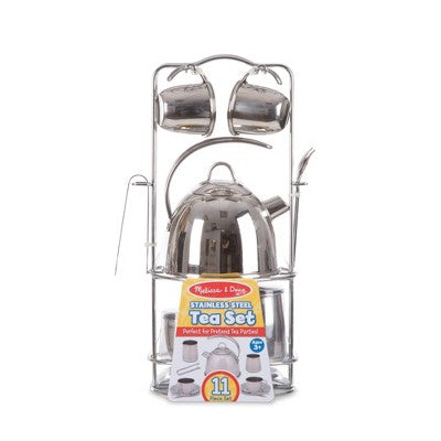 Melissa & Doug Stainless Steel Pretend Play Tea Set And Storage Rack (11pc)