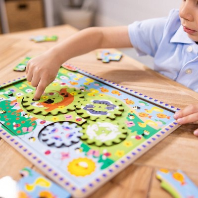  Melissa & Doug Wooden Animal Chase Jigsaw Spinning Gear Puzzle – 24pc