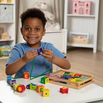  Melissa & Doug Deluxe Wooden Lacing Beads - Educational Activity With 27 Beads And 2 Laces