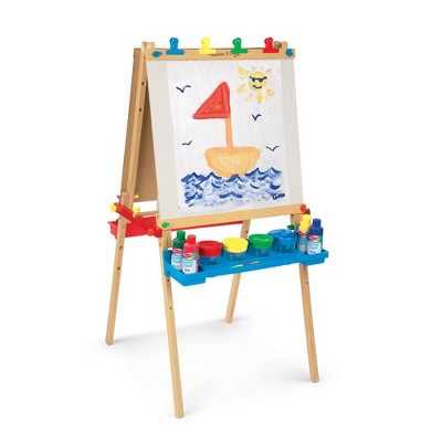  Melissa & Doug Deluxe Standing Art Easel - Dry-Erase Board, Chalkboard, Paper Roller