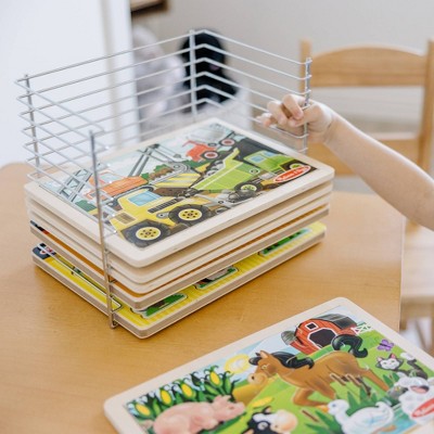  Melissa & Doug Puzzle Storage Rack - Wire Rack Holds 12 Puzzles: Educational Fine Motor Metal Organizer