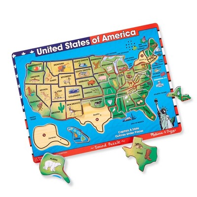  Melissa & Doug USA Map Sound Puzzle - Wooden Peg Puzzle With Sound Effects (40pc)