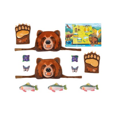  Melissa & Doug Yellowstone National Park Grizzly Bear Games And Pretend Play Set With Plush Bear Heads And Bear Paw Gloves