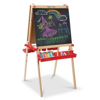 Melissa & Doug Deluxe Magnetic Standing Art Easel With Chalkboard, Dry-Erase Board, And 39 Letter And Number Magnets