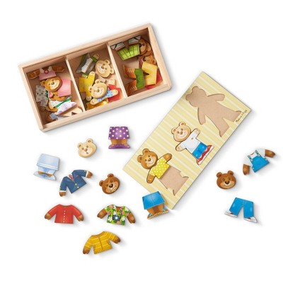  Melissa & Doug Mix 'n Match Wooden Bear Family Dress-Up Puzzle With Storage Case (45pc)
