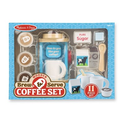  Melissa & Doug 11-Piece Brew And Serve Wooden Coffee Maker Set - Play Kitchen Accessories