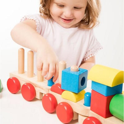  Melissa & Doug Stacking Train - Classic Wooden Toddler Toy (18pc)
